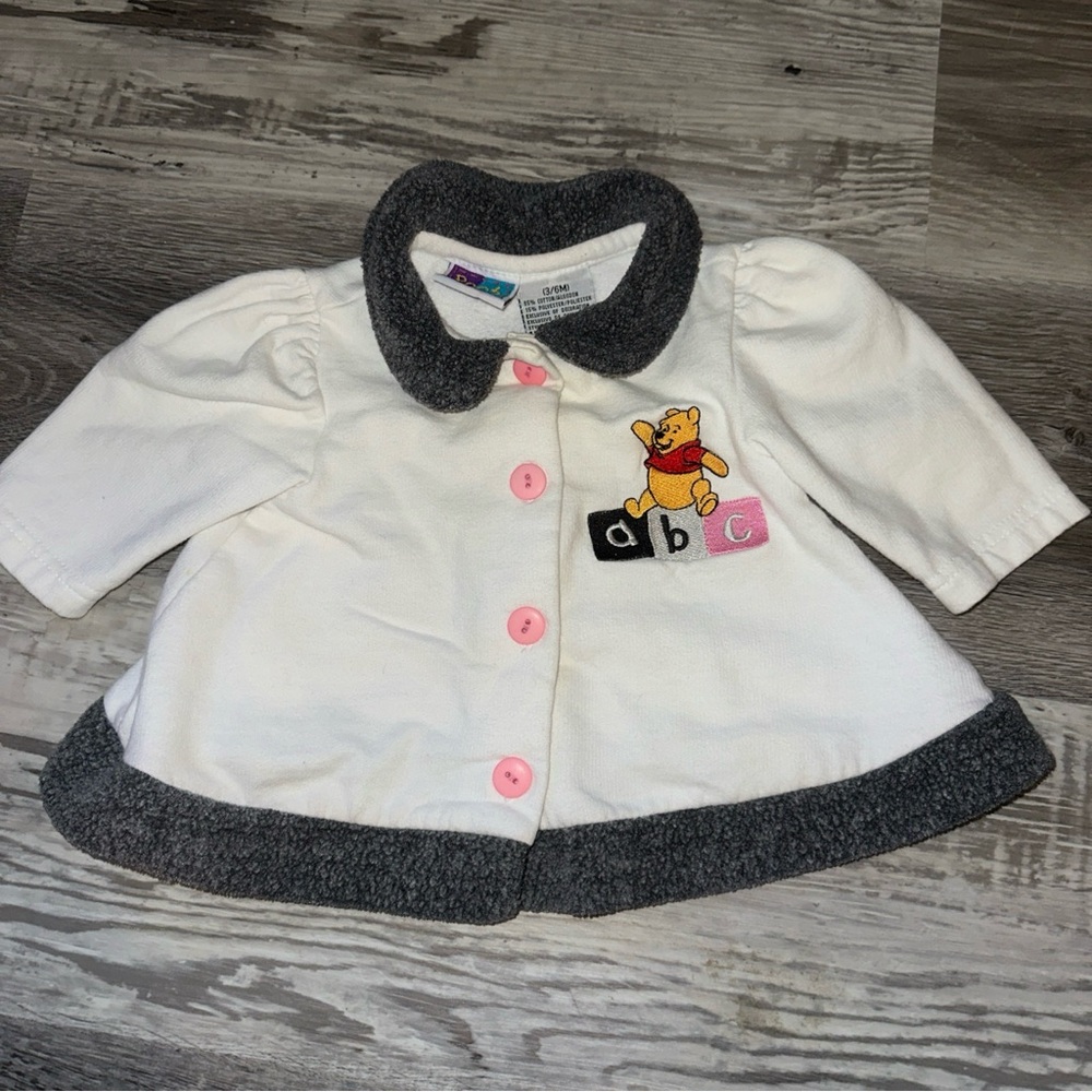 Vintage Winnie The Pooh Disney ABC Pink Button Up Shirt Baby 3/6 Months 90s